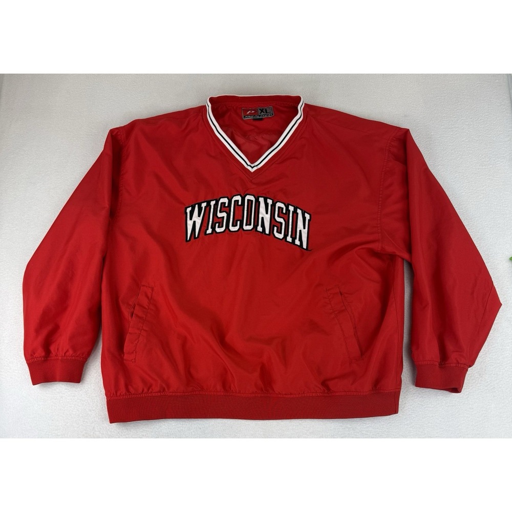 VTG Y2K Wisconsin Badgers Pro Player Pullover Windbreaker Jacket Men's Size XL